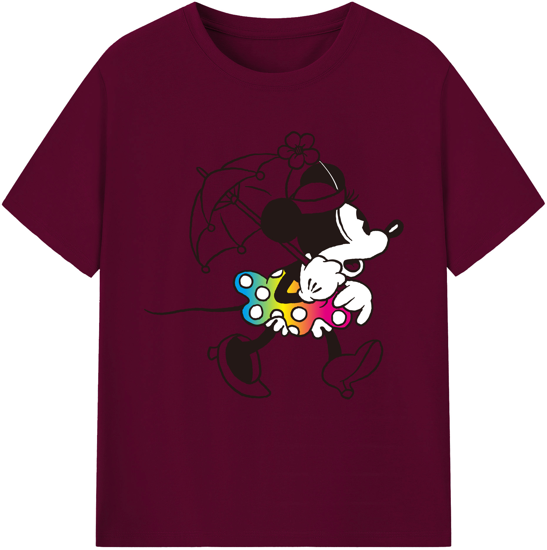 （画像用） ミッキーマウス Mickey Mouse レディースカジュアルプリントTシャツ（綿100％）